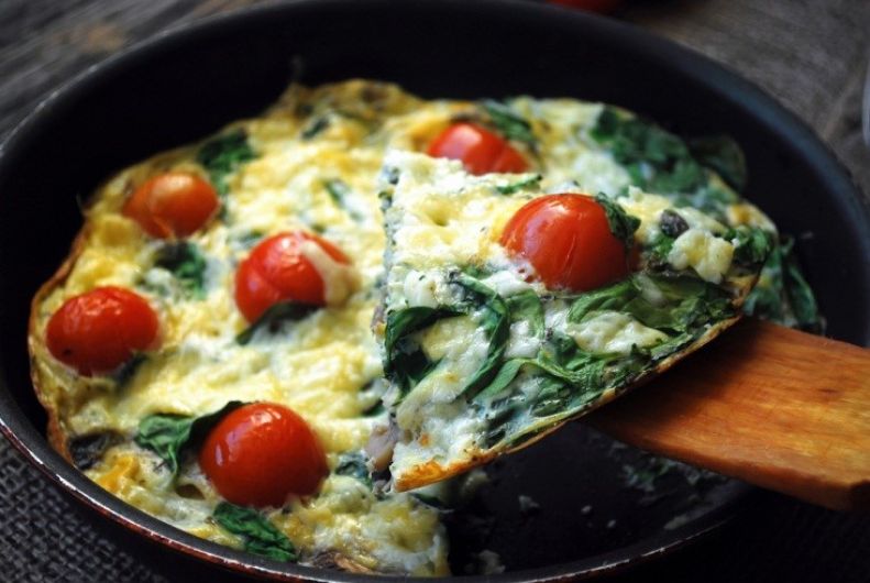 Spinach Frittata with Cherry Tomato and Cheddar